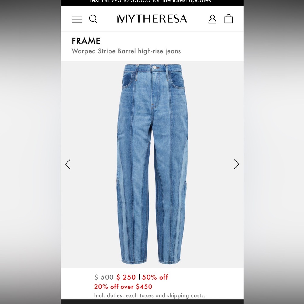 FRAME Warped Stripe Barrel high-rise jeans